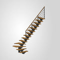 Escalier quart tournant limon central –  hauteur 2700 à 3150 mm