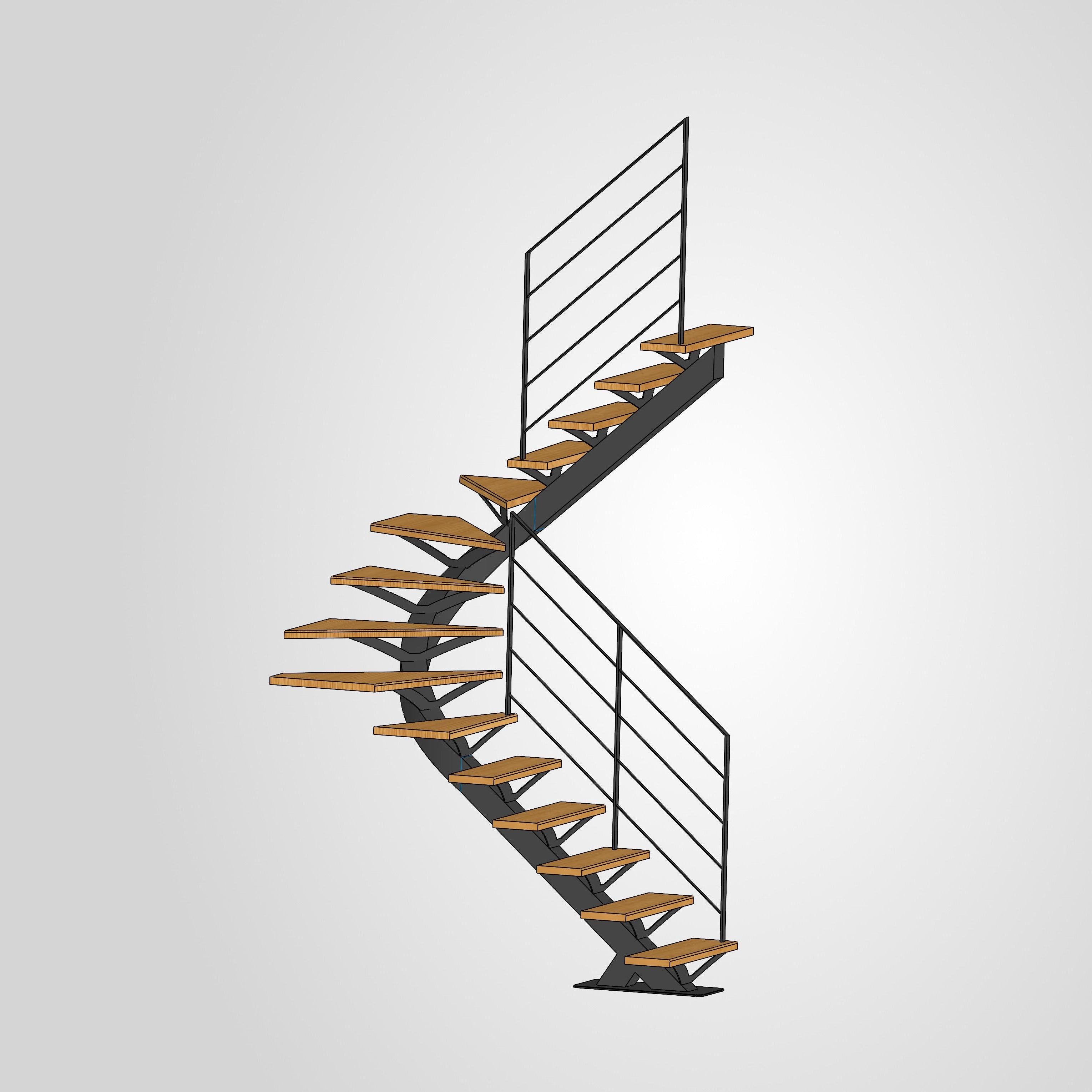 Escalier demi tournant débillardé