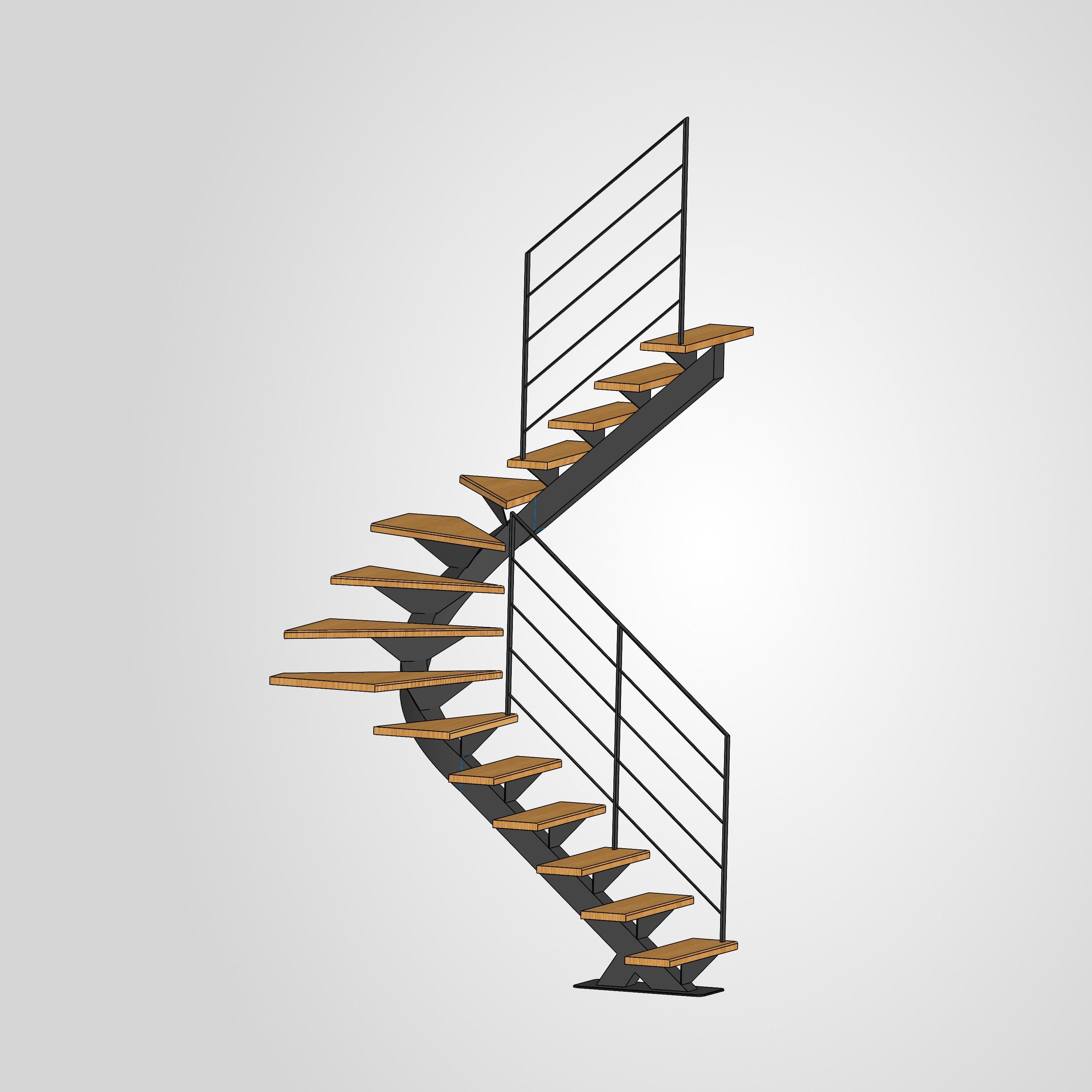 Escalier demi tournant débillardé