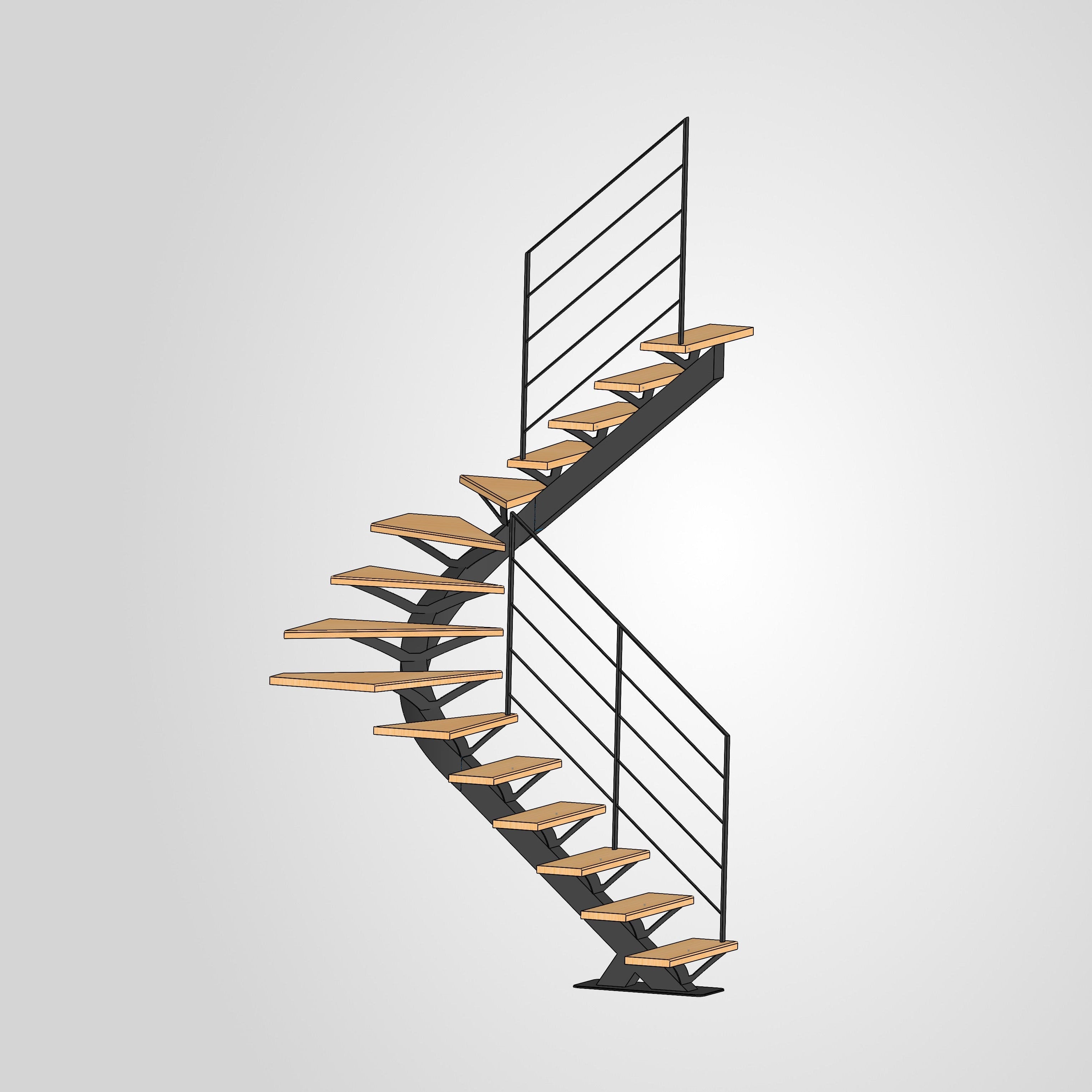 Escalier demi tournant débillardé