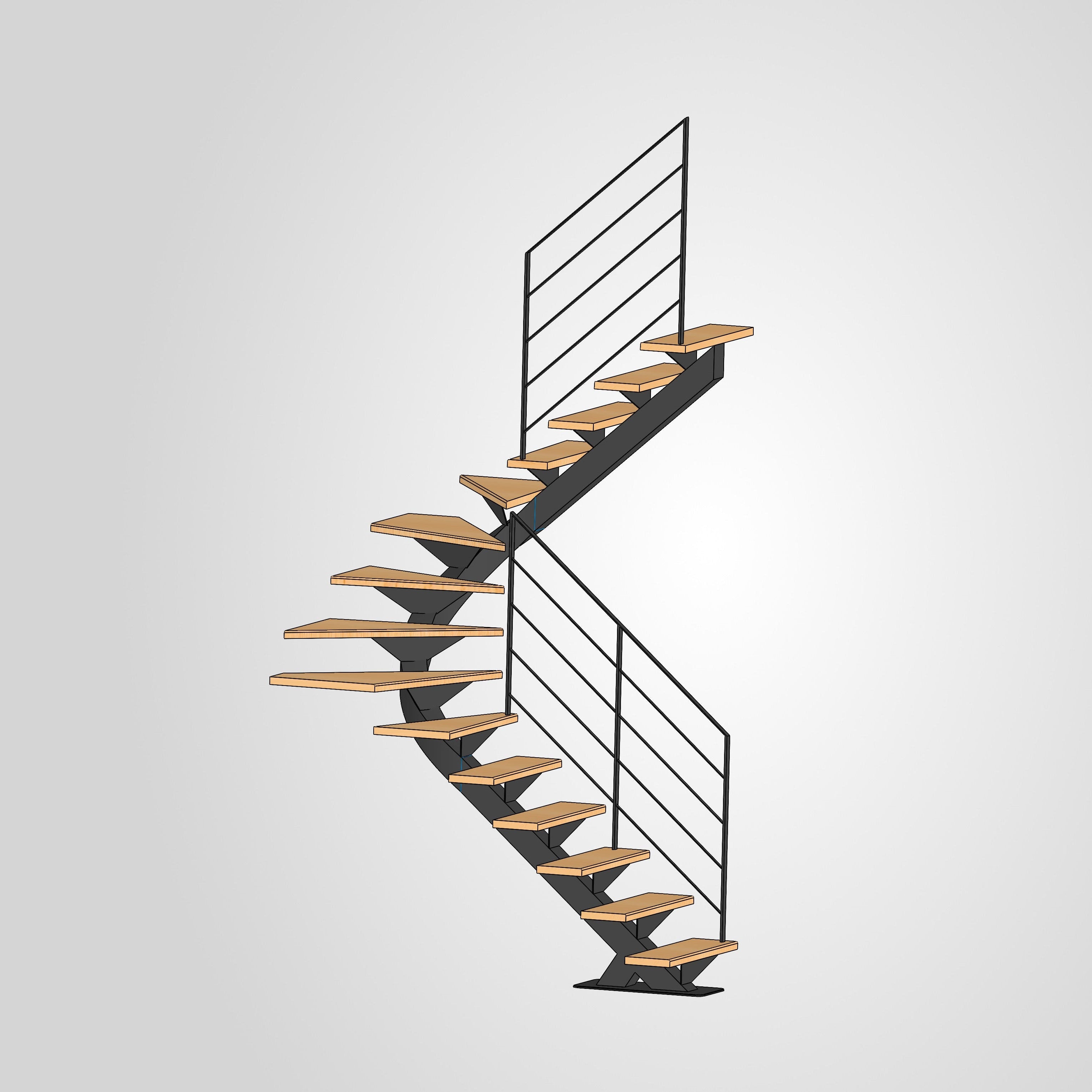 Escalier demi tournant débillardé