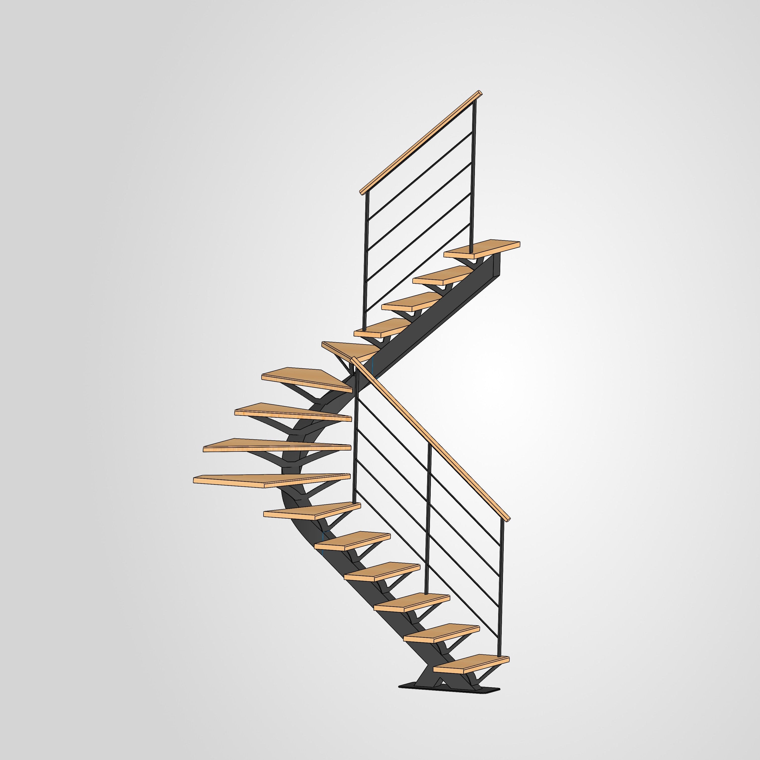 Escalier demi tournant débillardé