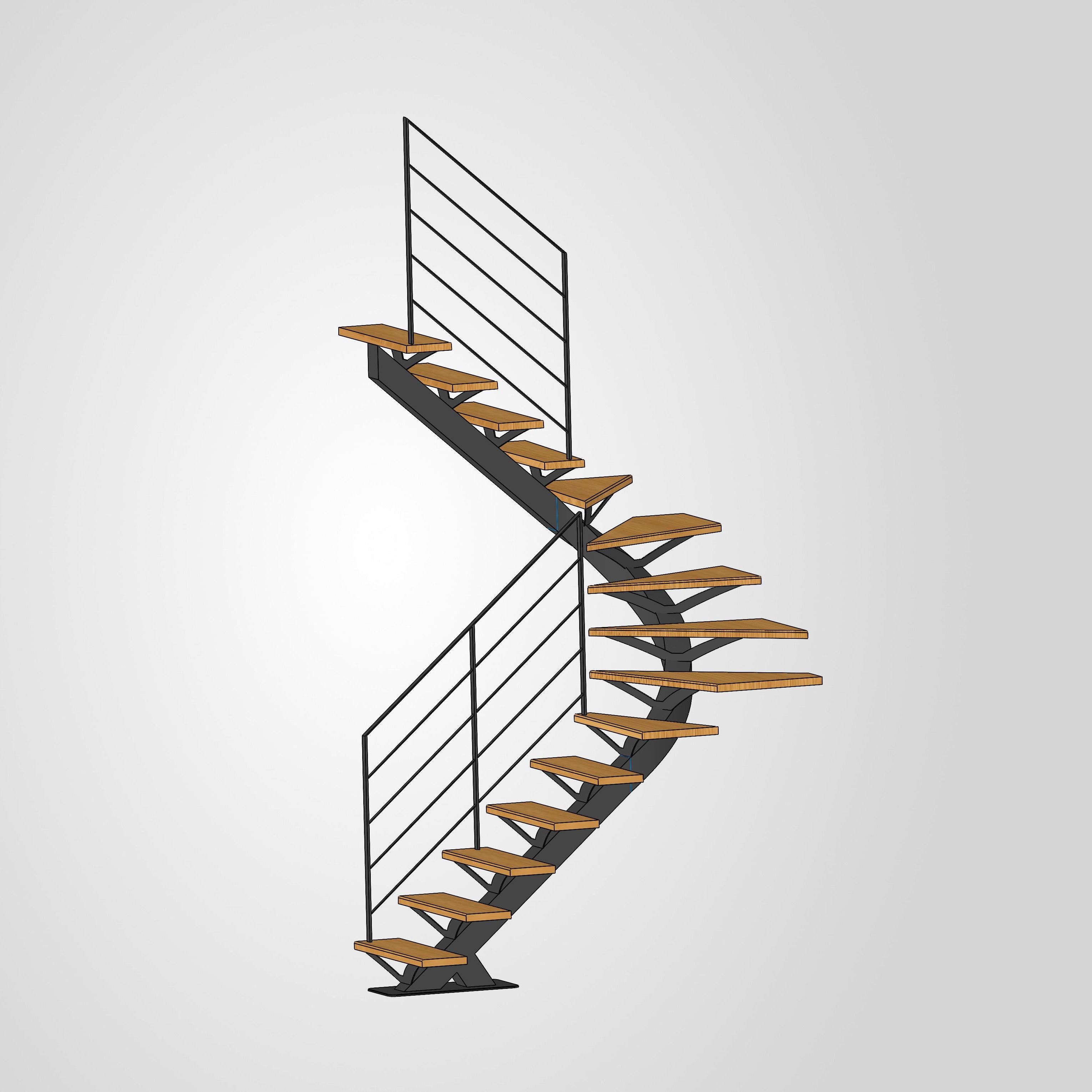 Escalier demi tournant débillardé