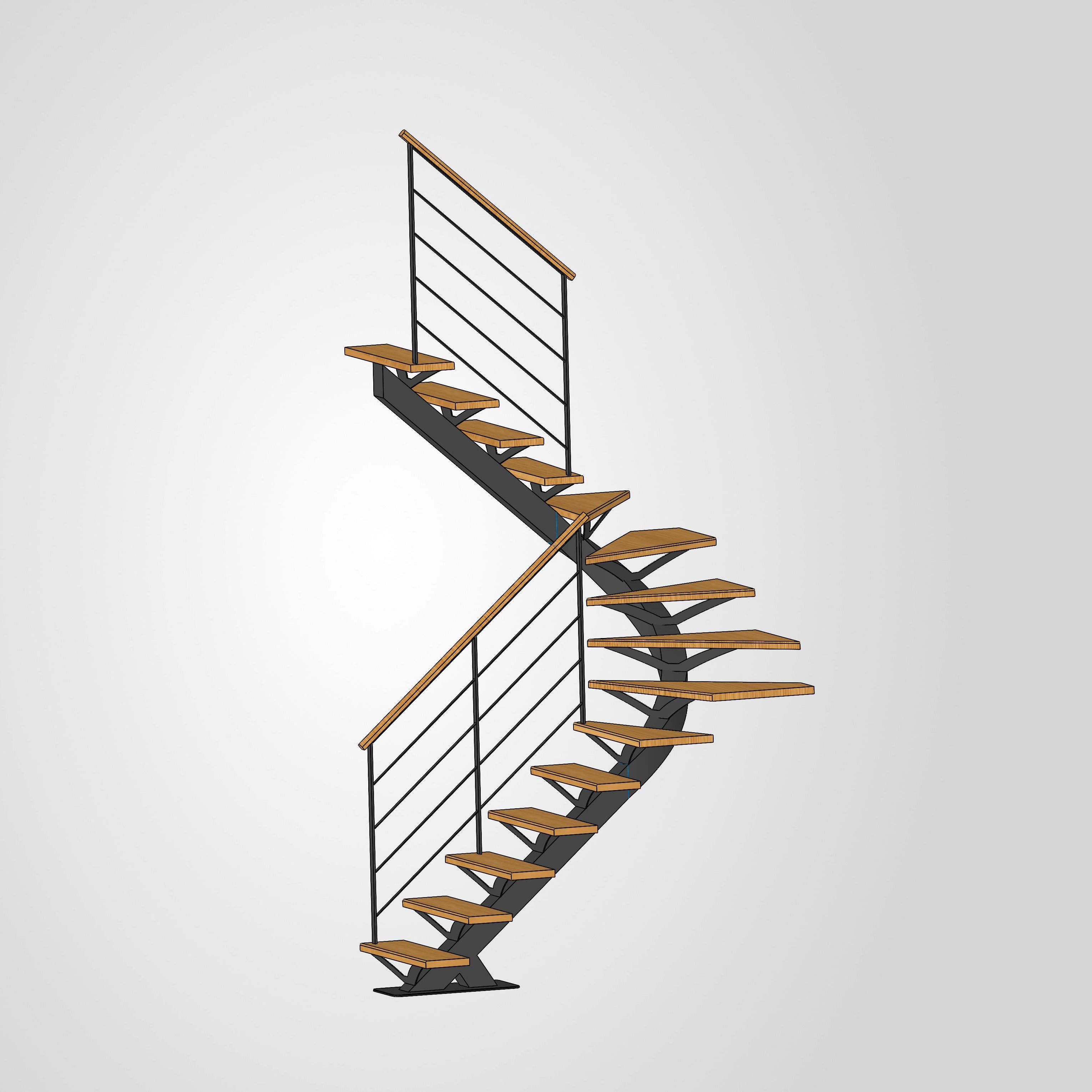 Escalier demi tournant débillardé