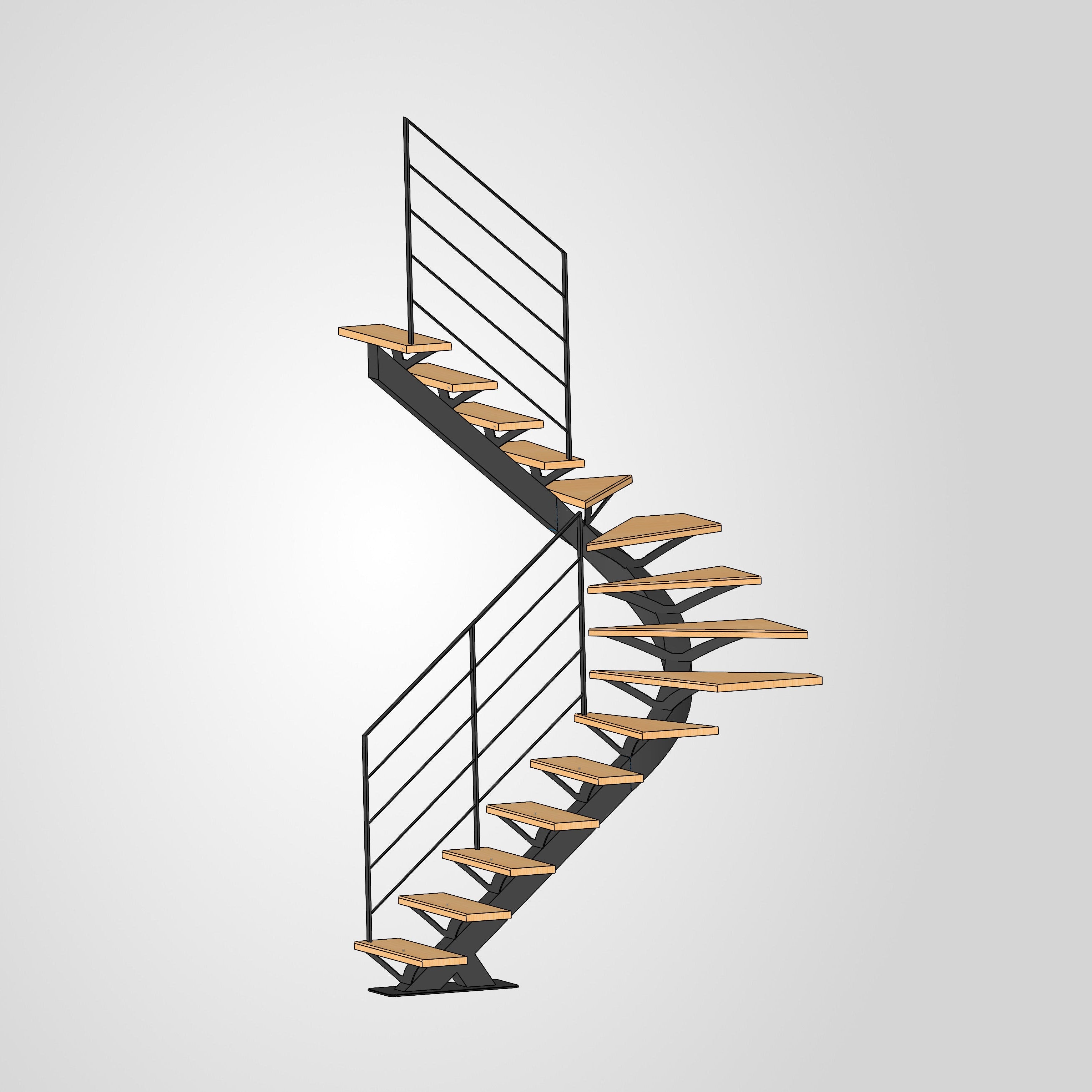 Escalier demi tournant débillardé